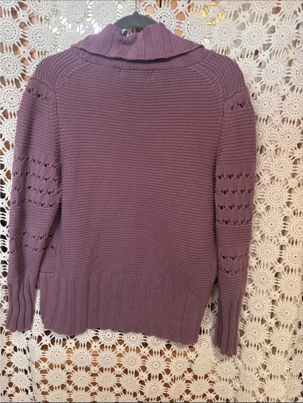 Cousin Johnny Open-Front Shawl Collar Cardigan Sweater - Lavender Mauve